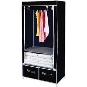 lot 22706 image: Portable Black Clothes Wardrobe