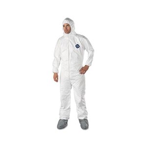 lot 22707 image: DuPont Tyvek Elastic-Cuff Hooded Coveralls wBoots, White, Large, 25Carton