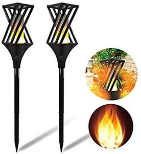 lot 22787 image: Wally Deals 32.5in Solar Torch Decoration Device, Pack of 2