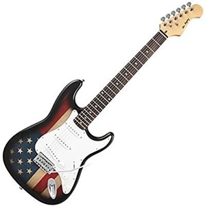 lot 22807 image: Leo Jaymz ST Model Electric Guitar w American Flag