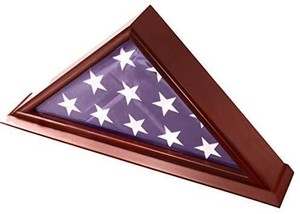 lot 22810 image: Decomil BurialFuneral Flag Display, Cherry Finish, Flat Base