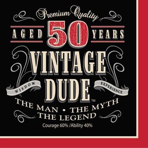 lot 22836 image: 16ct Vintage Dude 50th Birthday Napkins