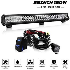 lot 22852 image: LED Light Bar, 28 Inch Tri Row LED Pods w Bull Bar Tube Clamp