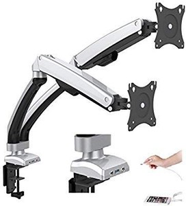 lot 22872 image: Dual Arm Desk Mount Spring Monitor Riser