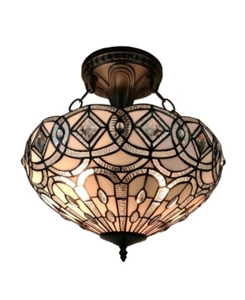lot 22885 image: Amora Lighting Tiffany 2 Light Semi Flush Mount