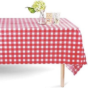 lot 22890 image: 6 Plastic Checkered Tablecloths - 6 Pc -gingham Picnic Camping Table Covers