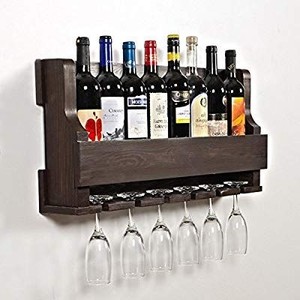 lot 23511 image: Woodymood Natural Wine Rack Gloss Holder, Wall Mounted Wine Rack