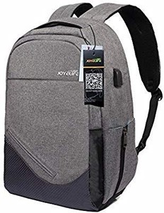 lot 23567 image: JINTU Anti-theft Grey Oxford Laptop Backpack Shoulder Bag 30LGrey Waterproof Rucksack School Case, Fit 15.6 inch Notebook -for Travel Business Outdoor