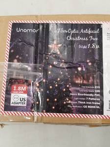 lot 3878 image: 6 Ft Pull Up Artificial Christmas Tree Pre Lit Multi Color W Star Topper Decors