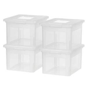 lot 3881 image: IRIS 4pk Dual Purpose Letter And Legal Size File Box - Clear