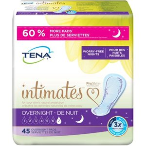 lot 3886 image: (2) PKGS Tena Incontinence Pads for Women - Overnight - 45ct, White