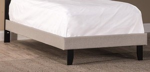 lot 3911 image: Becker Lawler Full Upholstered Footboard And Side Rails Cream Color Fabric