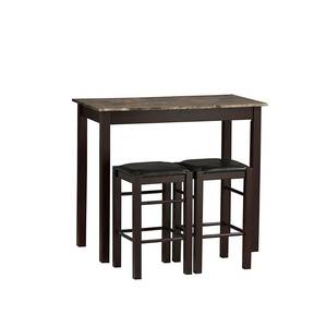 lot 3942 image: Linon Tavern 42 Wood Table & 2 Upholstered Backless Stools - Espresso Wood - Brown