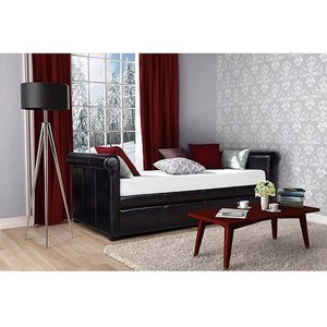 lot 3945 image: DHP Giada Upholstered Faux Leather Daybed and Trundle, Brown