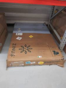 lot 3958 image: Upholstered Geometric Paneled Platform Bed W Wood Slat Support Full