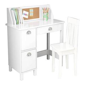 lot 3960 image: KidKraft Study Desk with Side Drawers, White