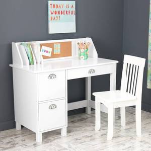 lot 8071 image: KidKraft Study Desk with Side Drawers, White