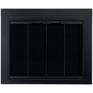 lot 8082 image: Pleasant Hearth Ascot Fireplace Glass Door, Black, Small