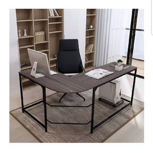 lot 8113 image: Teraves Reversible L-Shaped Desk Corner Gaming Computer Desk Office Workstation Modern Home Study Writing Wooden Table (Large, BOAK)