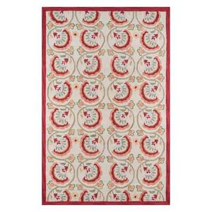 lot 8164 image: 23X76 Floral Hooked Runner Red - Momeni, Size 23X76 Runner