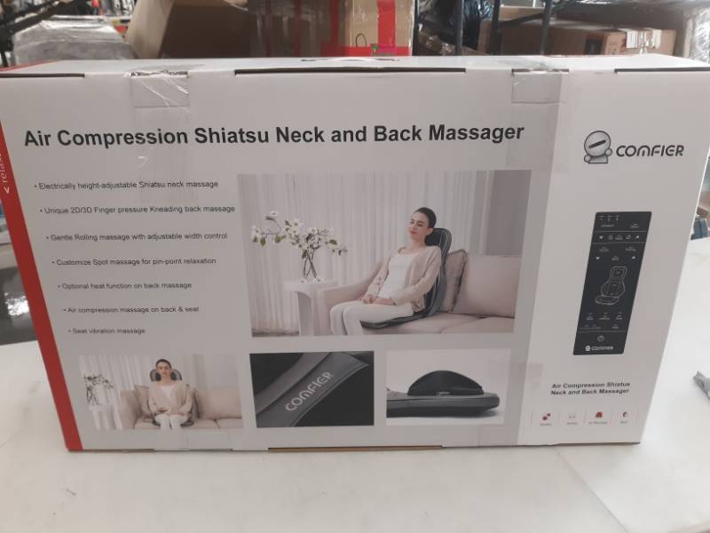 Comfier Shiatsu Neck Back Massager with Heat, Adjust Height