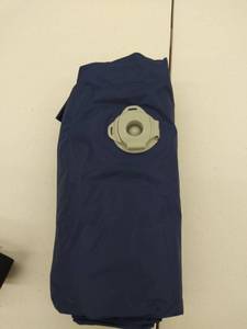 lot 1045 image: inflatable vinyl air mattress blue small unknown size travel roll up with bag
