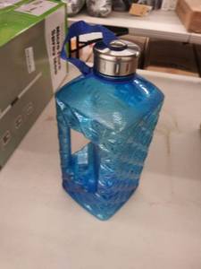 lot 1108 image: H1LO large clear blue water bottle 2.2 l diamond shaped