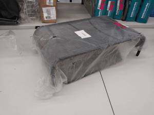 lot 1122 image: Small black metal wire mesh table and tray
