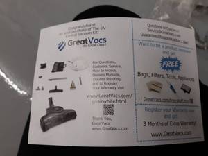 lot 1225 image: Great Vacs The GV Central Vacuum Kit