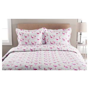 lot 2653 image: Twin Whimsical Flamingo Quilt Set Pink