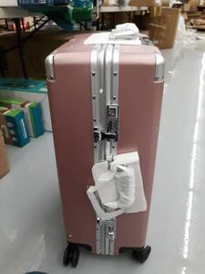 lot 2894 image: Aoking 2024 inch TSA lock Aluminum Frame Hardside Carry On Spinner Luggage (Pink 24inch)