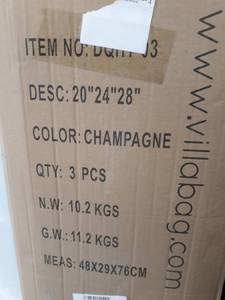 lot 2906 image: TravelCross Milano Luggage 3 Piece Lightweight Spinner Set (Champagne)