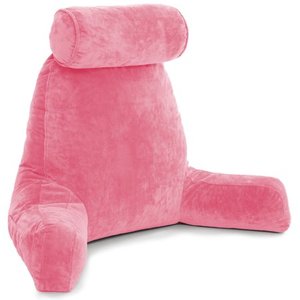 lot 2955 image: Husband Pillow Bedrest Reading & Support Bed Backrest with Arms Pink - Shredded Foam Reading Pillow