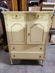 lot 101 image: Antique 1920 Walnut Armoire Dresser