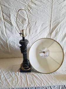 lot 1017 image: Lot of 2 Climbing Monkeys Table Lamps, 1 with Minor Repair needed and Faux Leather Lampshade