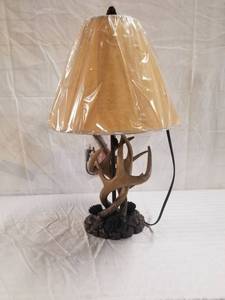 lot 1023 image: Lot of 2 Ashley Furniture Cabin Style Tabke Lamps in Original Wrapping
