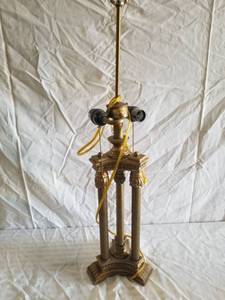 lot 1026 image: Lot of 2 Ashley Signature Gilded, Double Bulb Table Lamps