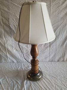 lot 1030 image: Lot of Wooden Table Lamp with Brass Bottoms