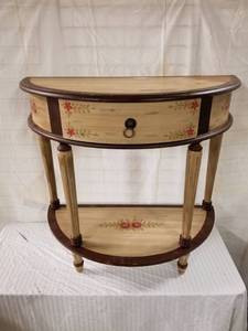 lot 6025 image: Wooden Hall Table with Floral and Vintage Look