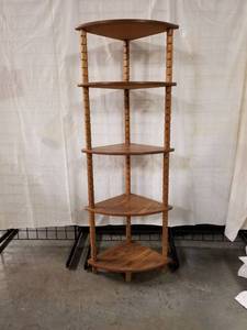 lot 6029 image: 5 Tier Wooden Corner Shelf