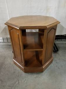 lot 6033 image: Wooden Side Table with Shelf and Interior Storage
