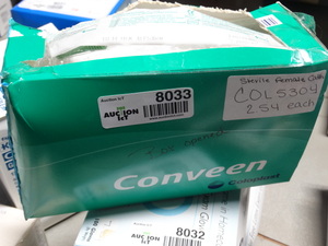 lot 8033 image: Box of Conveen sterile female catheters
