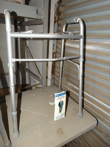 lot 8134 image: Medline adjustable aluminum folding walker- New w tags