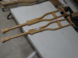 lot 8148 image: Pair of new wooden crutches- adjustable