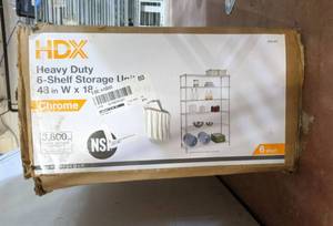 lot 5638 image: Heavy Duty Chrome 6-Shelf Storage Unit