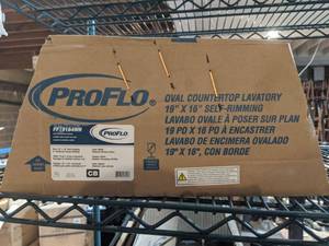 lot 5668 image: Proflo Oval Countertop Lavatory,New In Box