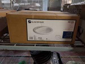 lot 5696 image: Glacier Bay Aragon Drop-in Bathroom Sink In White-discontinued