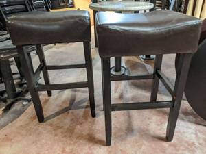 lot 5768 image: (2) Faux Leather Stools