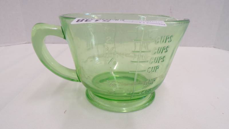 Sold at Auction: Vintage Green Uranium Depression Glass Measuring