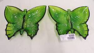lot 5206 image: Forest Green Butterfly Bowls